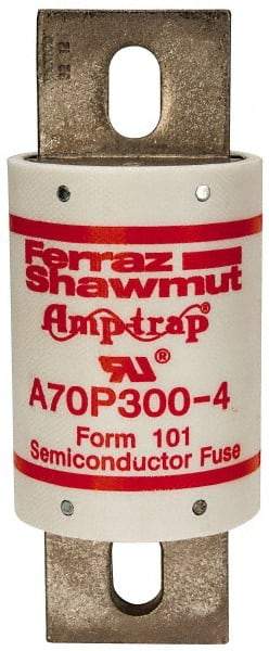 Ferraz Shawmut - 650 VDC, 700 VAC, 300 Amp, Fast-Acting Semiconductor/High Speed Fuse - Bolt-on Mount, 5-3/32" OAL, 100 at AC/DC kA Rating, 2" Diam - Apex Tool & Supply