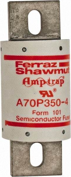 Ferraz Shawmut - 650 VDC, 700 VAC, 350 Amp, Fast-Acting Semiconductor/High Speed Fuse - Bolt-on Mount, 5-3/32" OAL, 100 at AC/DC kA Rating, 2" Diam - Apex Tool & Supply