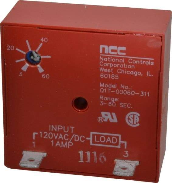 NCC - 2 Pin, Time Delay Relay - 1 at Resistive or Inductive Load Contact Amp, 120 VAC/VDC, On Board Trimpot - Apex Tool & Supply