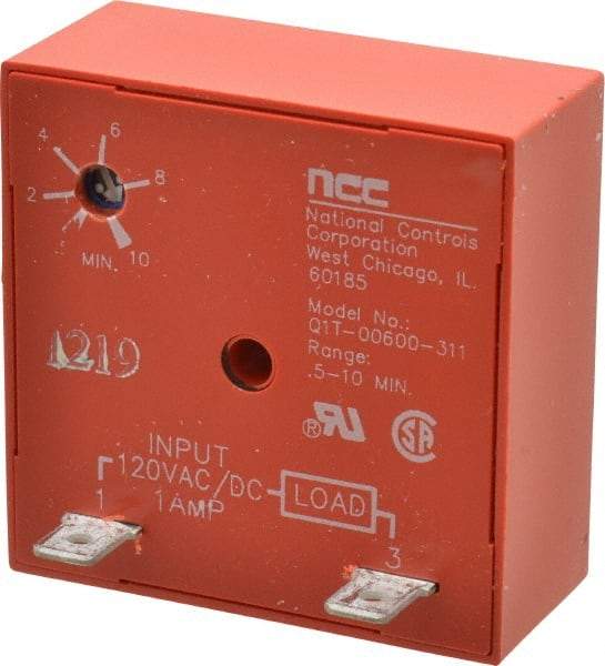NCC - 2 Pin, Time Delay Relay - 1 at Resistive or Inductive Load Contact Amp, 120 VAC/VDC, On Board Trimpot - Apex Tool & Supply