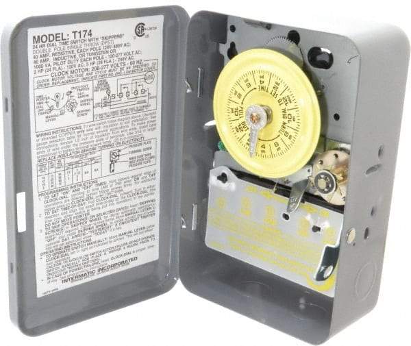Intermatic - 24 hr Indoor Analog Electromechanical Timer Switch - 12 On/Off per Day, 208 to 277 VAC, 60 Hz, - Apex Tool & Supply