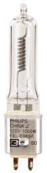 Philips - 1,000 Watt, 120 Volt, Halogen Miniature & Specialty T3 Lamp - Medium Bi-Pin Base, 750 to 1599 Equivalent Range, Neutral (3,000 to 3,699), 2-1/8" OAL - Apex Tool & Supply