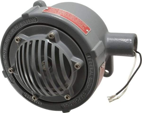Federal Signal Corp - 6-1/2" Diam, 120 Volt Electronic Horn - 0.2 Amps, 110 Decibles at 10', Vibrating, Explosion Proof - Apex Tool & Supply