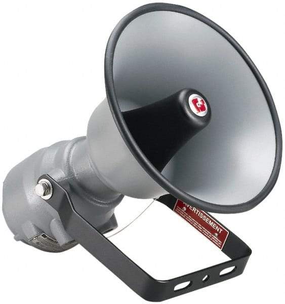 Federal Signal Corp - 15 Max Watt, 13.1 Inch Diameter, Round Aluminum Explosion Proof Horn and Speaker - Weather and Waterproof, 16.3 Inch Deep, Includes 25, 70 Volt Transformer - Apex Tool & Supply