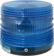 Federal Signal Corp - 120 VAC, 3R NEMA Rated, Strobe Tube, Blue, Strobe Light - 80 Flashes per min, 1/2 Inch Pipe, 5-1/2 Inch Diameter, 5-1/4 Inch High, IP66 Ingress Rating, Pipe Mount - Apex Tool & Supply