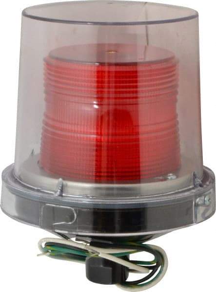 Federal Signal Corp - 120 VAC, 4X NEMA Rated, Strobe Tube, Red, Strobe Light - 80 Flashes per min, 1/2 Inch Pipe, 5-1/2 Inch Diameter, 7-1/4 Inch High, IP66 Ingress Rating, Pipe Mount - Apex Tool & Supply