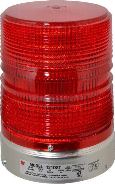 Federal Signal Corp - 120 VAC, 3R NEMA Rated, Strobe Tube, Red, Double Flash Strobe Light - 80 Flashes per min, 1/2 Inch Pipe, 5-11/16 Inch Diameter, 8-1/2 Inch High, IP45 Ingress Rating, Pipe Mount - Apex Tool & Supply