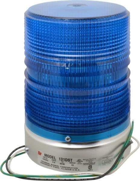 Federal Signal Corp - 120 VAC, 3R NEMA Rated, Strobe Tube, Blue, Double Flash Strobe Light - 80 Flashes per min, 1/2 Inch Pipe, 5-11/16 Inch Diameter, 8-1/2 Inch High, IP45 Ingress Rating, Pipe Mount - Apex Tool & Supply
