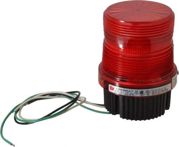 Federal Signal Corp - 120 VAC, 4X NEMA Rated, Strobe Tube, Red, Single Flash Strobe Light - 90 Flashes per min, 1/2 Inch Pipe, 3-15/16 Inch Diameter, 5-1/4 Inch High, IP66 Ingress Rating, Pipe Mount, Surface Mount - Apex Tool & Supply