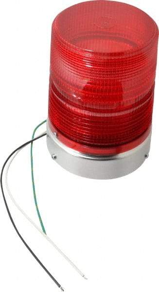 Federal Signal Corp - 120 VAC, 3R NEMA Rated, Strobe Tube, Red, Single Flash Strobe Light - 80 Flashes per min, 1/2 Inch Pipe, 5.7 Inch Diameter, 8-1/2 Inch High, IP45 Ingress Rating, Pipe Mount - Apex Tool & Supply