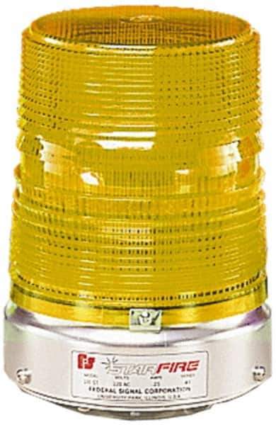 Federal Signal Corp - 120 VAC, 3R NEMA Rated, Strobe Tube, Amber, Double Flash Strobe Light - 80 Flashes per min, 1/2 Inch Pipe, 5-11/16 Inch Diameter, 8-1/2 Inch High, IP45 Ingress Rating, Pipe Mount - Apex Tool & Supply