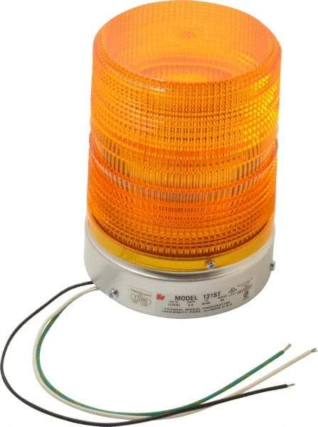 Federal Signal Corp - 120 VAC, 3R NEMA Rated, Strobe Tube, Amber, Single Flash Strobe Light - 80 Flashes per min, 1/2 Inch Pipe, 5.7 Inch Diameter, 8-1/2 Inch High, IP45 Ingress Rating, Pipe Mount - Apex Tool & Supply