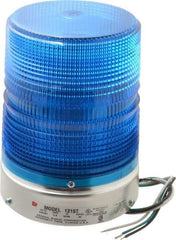 Federal Signal Corp - 120 VAC, 3R NEMA Rated, Strobe Tube, Blue, Single Flash Strobe Light - 80 Flashes per min, 1/2 Inch Pipe, 5.7 Inch Diameter, 8-1/2 Inch High, IP45 Ingress Rating, Pipe Mount - Apex Tool & Supply