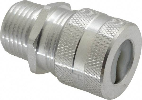 Hubbell Wiring Device-Kellems - 6.3 to 9.7mm Capacity, Liquidtight, Straight Strain Relief Cord Grip - 1/2 NPT Thread, Aluminum - Apex Tool & Supply