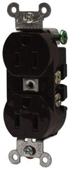 Hubbell Wiring Device-Kellems - 125 VAC, 15 Amp, 5-15R NEMA Configuration, Brown, Specification Grade, Self Grounding Duplex Receptacle - 1 Phase, 2 Poles, 3 Wire, Flush Mount - Apex Tool & Supply