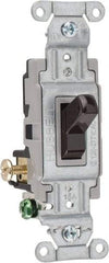 Hubbell Wiring Device-Kellems - 3 Pole, 120 to 277 VAC, 15 Amp, Commercial Grade, Toggle, Wall and Dimmer Light Switch - 4-1/16 Inch High - Apex Tool & Supply