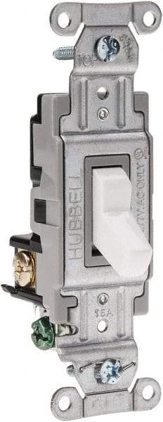 Hubbell Wiring Device-Kellems - 3 Pole, 120 to 277 VAC, 15 Amp, Commercial Grade, Toggle, Wall and Dimmer Light Switch - 4-1/16 Inch High - Apex Tool & Supply