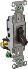Hubbell Wiring Device-Kellems - 3 Pole, 120 to 277 VAC, 20 Amp, Commercial Grade, Toggle, Wall and Dimmer Light Switch - 4-1/16 Inch High - Apex Tool & Supply