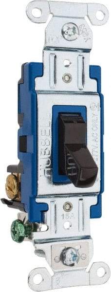Hubbell Wiring Device-Kellems - 3 Pole, 120 to 277 VAC, 15 Amp, Commercial Grade, Toggle, Wall and Dimmer Light Switch - 4.06 Inch Wide x 103.2 mm High - Apex Tool & Supply