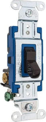 Hubbell Wiring Device-Kellems - 3 Pole, 120 to 277 VAC, 15 Amp, Commercial Grade, Toggle, Wall and Dimmer Light Switch - 4.06 Inch Wide x 103.2 mm High - Apex Tool & Supply
