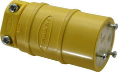 Hubbell Wiring Device-Kellems - 125 VAC, 15 Amp, 5-15R NEMA, Straight, Self Grounding, Commercial Grade Connector - 2 Pole, 3 Wire, 1 Phase, 1/2 hp, Thermoplastic, Yellow - Apex Tool & Supply
