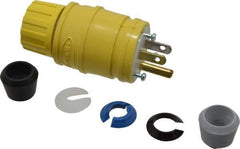 Hubbell Wiring Device-Kellems - 125 VAC, 15 Amp, 5-15P NEMA, Straight, Self Grounding, Commercial Grade Plug - 2 Pole, 3 Wire, 1 Phase, 1/2 hp, Thermoplastic, Yellow - Apex Tool & Supply