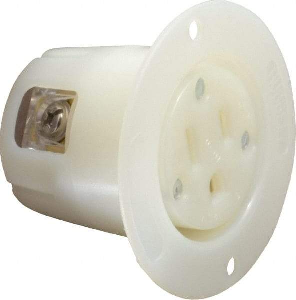 Hubbell Wiring Device-Kellems - 125 VAC, 15 Amp, 5-15R NEMA Configuration, White, Industrial Grade, Self Grounding Single Receptacle - 1 Phase, 2 Poles, 3 Wire, Flush Mount - Apex Tool & Supply
