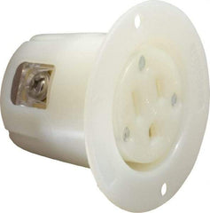 Hubbell Wiring Device-Kellems - 125 VAC, 15 Amp, 5-15R NEMA Configuration, White, Industrial Grade, Self Grounding Single Receptacle - 1 Phase, 2 Poles, 3 Wire, Flush Mount - Apex Tool & Supply