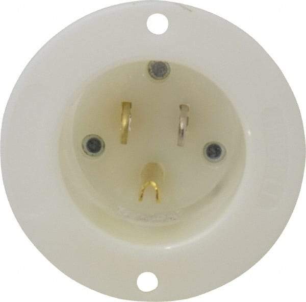 Hubbell Wiring Device-Kellems - 125 VAC, 15 Amp, 5-15P NEMA Configuration, White, Industrial Grade, Self Grounding Single Receptacle - 1 Phase, 2 Poles, 3 Wire, Flush Mount - Apex Tool & Supply