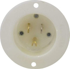 Hubbell Wiring Device-Kellems - 125 VAC, 15 Amp, 5-15P NEMA Configuration, White, Industrial Grade, Self Grounding Single Receptacle - 1 Phase, 2 Poles, 3 Wire, Flush Mount - Apex Tool & Supply