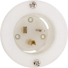 Hubbell Wiring Device-Kellems - 125 VAC, 20 Amp, 5-20P NEMA Configuration, White, Industrial Grade, Self Grounding Single Receptacle - 1 Phase, 2 Poles, 3 Wire, Flush Mount - Apex Tool & Supply