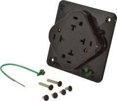Hubbell Wiring Device-Kellems - 125 VAC, 20 Amp, 5-20R NEMA Configuration, Brown, Hospital Grade, Self Grounding Fourplex Receptacle - 1 Phase, 2 Poles, 3 Wire, Flush Mount, Impact Resistant - Apex Tool & Supply