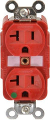 Hubbell Wiring Device-Kellems - 125 VAC, 20 Amp, 5-20R NEMA Configuration, Red, Hospital Grade, Self Grounding Duplex Receptacle - 1 Phase, 2 Poles, 3 Wire, Flush Mount, Tamper Resistant - Apex Tool & Supply