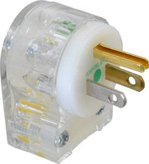 Hubbell Wiring Device-Kellems - 125 VAC, 15 Amp, 5-15P NEMA, Angled, Self Grounding, Hospital Grade Plug - 2 Pole, 3 Wire, 1 Phase, 1/2 hp, Nylon, Clear - Apex Tool & Supply