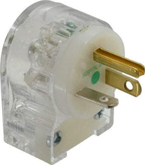 Hubbell Wiring Device-Kellems - 125 VAC, 20 Amp, 5-20P NEMA, Angled, Self Grounding, Hospital Grade Plug - 2 Pole, 3 Wire, 1 Phase, 1 hp, Nylon, Clear - Apex Tool & Supply