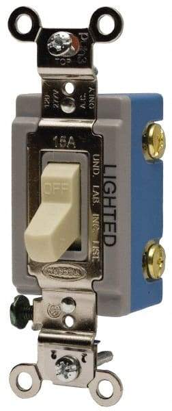 Hubbell Wiring Device-Kellems - 1 Pole, 120 VAC, 15 Amp, Residential Grade, Toggle, Wall and Dimmer Light Switch - 1-5/16 Inch Wide x 4-1/16 Inch High - Apex Tool & Supply