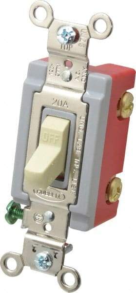 Hubbell Wiring Device-Kellems - 1 Pole, 120 to 277 VAC, 20 Amp, Industrial Grade, Toggle, Wall and Dimmer Light Switch - 1-5/16 Inch Wide x 4-1/16 Inch High - Apex Tool & Supply