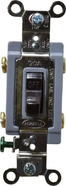 Hubbell Wiring Device-Kellems - 2 Pole, 120 to 277 VAC, 20 Amp, Industrial Grade, Toggle, Wall and Dimmer Light Switch - 1-5/16 Inch Wide x 4-1/16 Inch High - Apex Tool & Supply