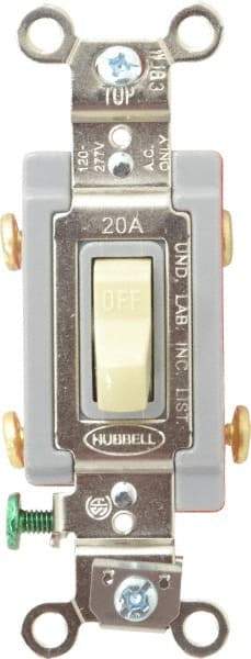 Hubbell Wiring Device-Kellems - 2 Pole, 120 to 277 VAC, 20 Amp, Industrial Grade, Toggle, Wall and Dimmer Light Switch - 1-5/16 Inch Wide x 4-1/16 Inch High - Apex Tool & Supply