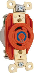 Hubbell Wiring Device-Kellems - 250 VAC, 30 Amp, 6-30R NEMA Configuration, Orange, Industrial Grade, Isolated Ground Single Receptacle - 1 Phase, 2 Poles, 3 Wire, Flush Mount - Apex Tool & Supply