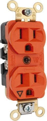 Hubbell Wiring Device-Kellems - 125 VAC, 15 Amp, 5-15R NEMA Configuration, Orange, Specification Grade, Isolated Ground Duplex Receptacle - 1 Phase, 2 Poles, 3 Wire, Flush Mount, Corrosion, Heat and Impact Resistant - Apex Tool & Supply