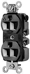 Hubbell Wiring Device-Kellems - 125 VAC, 15 Amp, 5-15R NEMA Configuration, Black, Industrial Grade, Isolated Ground Single Receptacle - 1 Phase, 2 Poles, 3 Wire, Flush Mount - Apex Tool & Supply