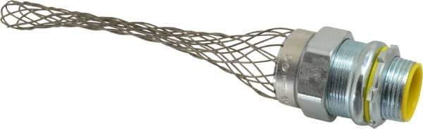 Hubbell Wiring Device-Kellems - 1.85 to 2.46mm Capacity, Liquidtight, Straight Strain Relief Cord Grip - 1 NPT Thread, 5" Long, Steel - Apex Tool & Supply