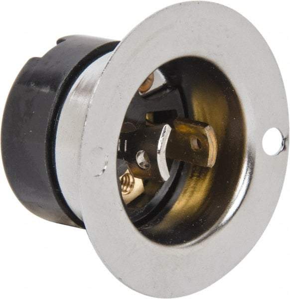 Hubbell Wiring Device-Kellems - 125 VAC, 15 Amp, ML-1R NEMA, Ungrounded Inlet - 2 Poles, 2 Wire, Male End, Black, Steel - Apex Tool & Supply