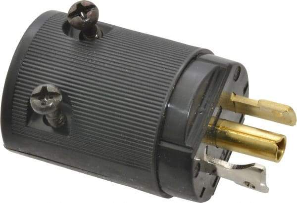 Hubbell Wiring Device-Kellems - 125 VAC, 15 Amp, ML-2P Configuration, Industrial Grade, Self Grounding Plug - 1 Phase, 2 Poles, IP20, 0.3 to 0.43 Inch Cord Diameter - Apex Tool & Supply