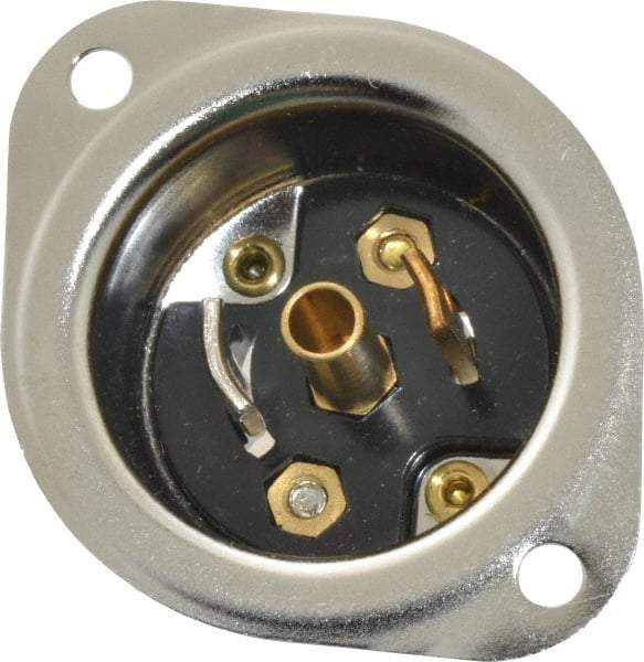 Hubbell Wiring Device-Kellems - 125 VAC, 15 Amp, ML-3R NEMA, Self Grounding Inlet - 2 Poles, 3 Wire, Male End, Black, Steel - Apex Tool & Supply