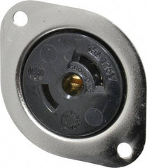 Hubbell Wiring Device-Kellems - 125 VAC, 15 Amp, ML-2R NEMA, Self Grounding Receptacle - 2 Poles, 3 Wire, Female End, Black, Steel - Apex Tool & Supply