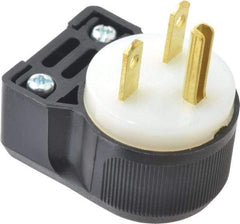 Hubbell Wiring Device-Kellems - 250 VAC, 15 Amp, 6-15P NEMA, Angled, Self Grounding, Commercial, Industrial Grade Plug - 2 Pole, 3 Wire, 1 Phase, 1-1/2 hp, Nylon, Black, White - Apex Tool & Supply