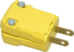 Hubbell Wiring Device-Kellems - 125 VAC, 15 Amp, 1-15P NEMA, Valise, Ungrounded, Commercial, Industrial Grade Plug - 2 Pole, 2 Wire, 1 Phase, 1/2 hp, Nylon, Yellow - Apex Tool & Supply