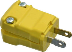 Hubbell Wiring Device-Kellems - 125 VAC, 15 Amp, 1-15P NEMA, Valise, Ungrounded, Commercial, Industrial Grade Plug - 2 Pole, 2 Wire, 1 Phase, 1/2 hp, Nylon, Yellow - Apex Tool & Supply